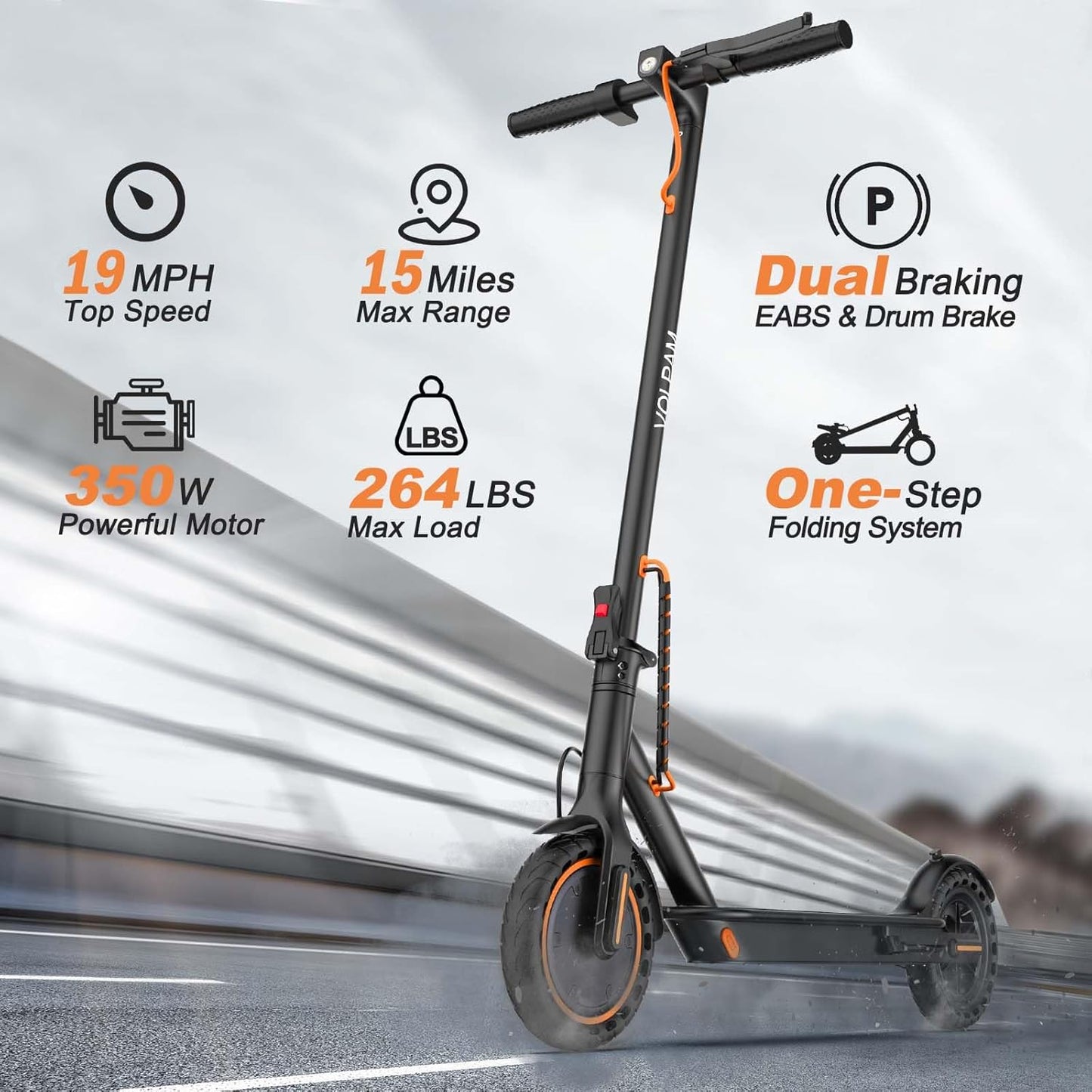 VOLPAM Electric Scooter, 350W/500W Powerful Motor
