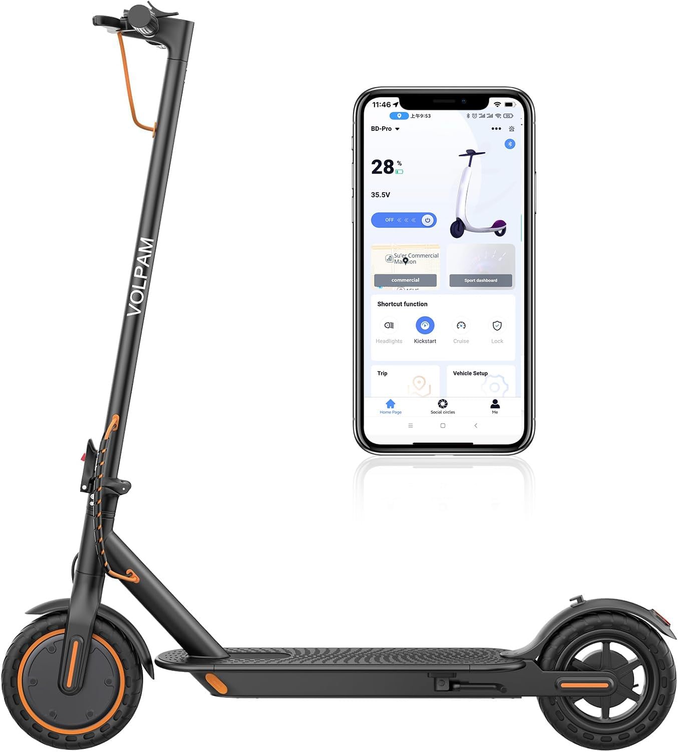 VOLPAM Electric Scooter, 350W/500W Powerful Motor