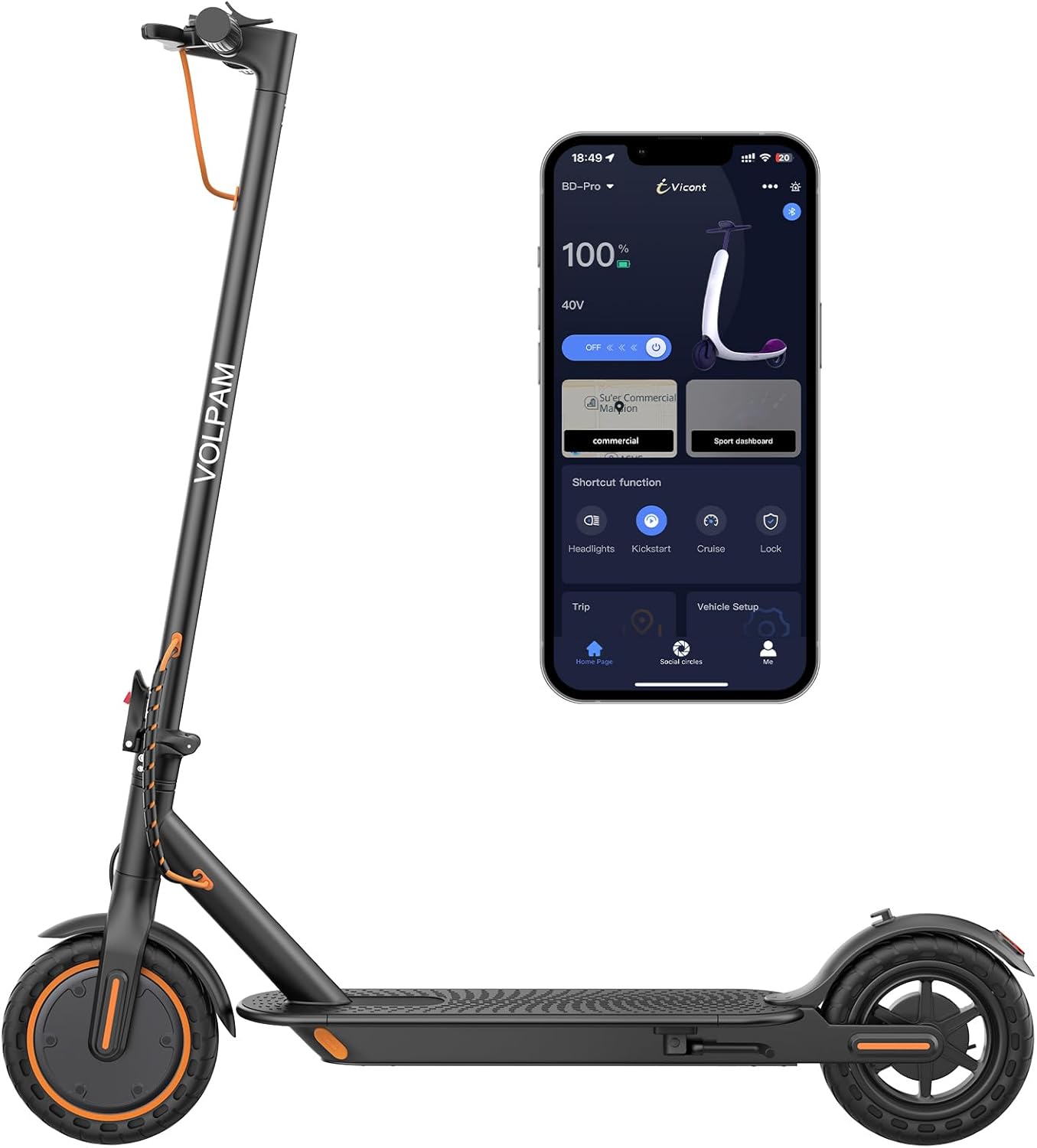 VOLPAM Electric Scooter, 350W/500W Powerful Motor