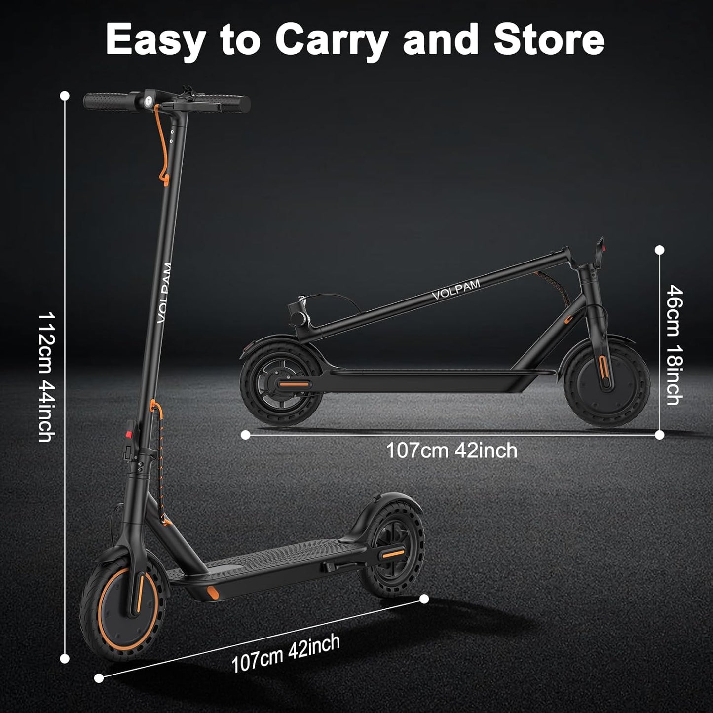 VOLPAM Electric Scooter, 350W/500W Powerful Motor