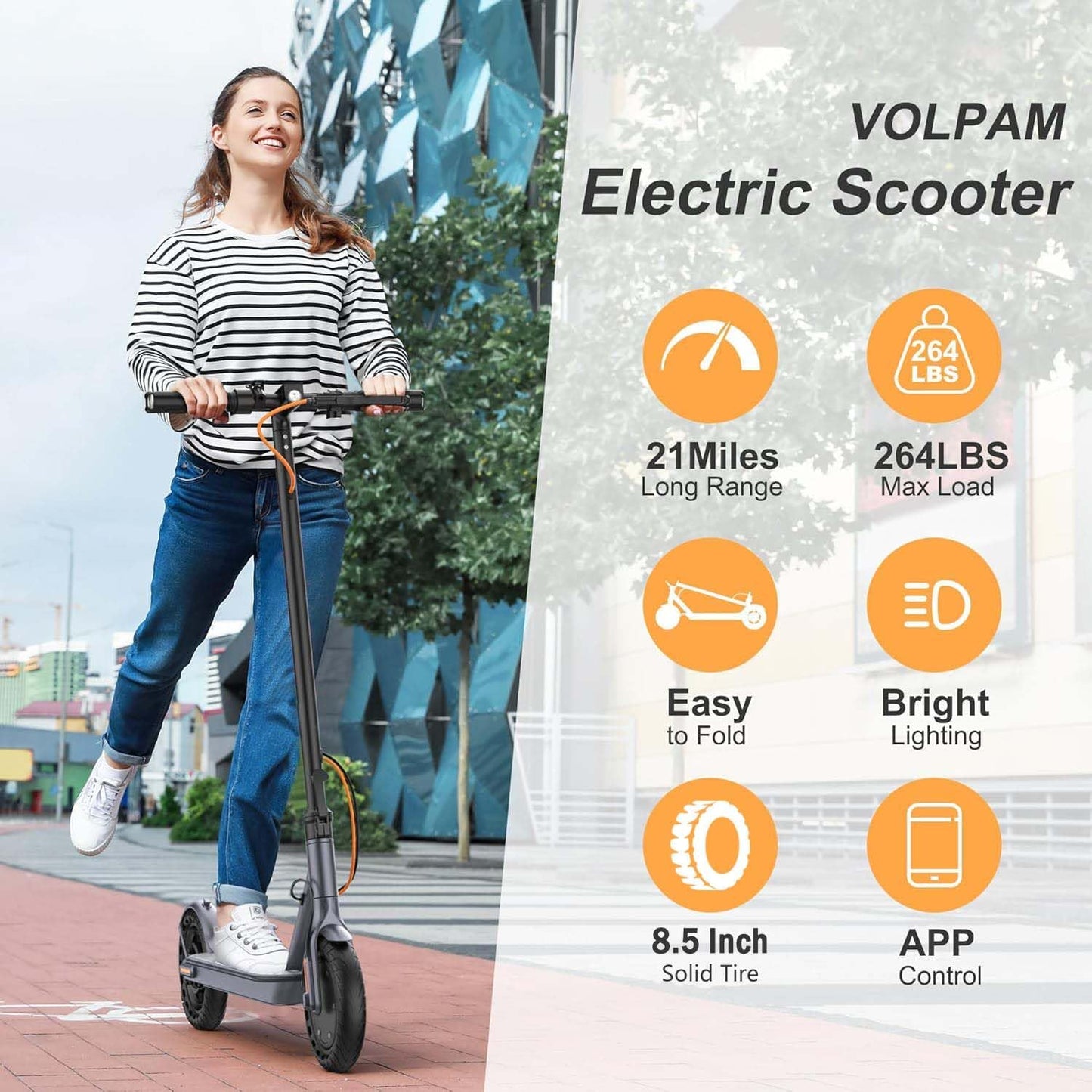 VOLPAM Electric Scooter, 350W/500W Powerful Motor