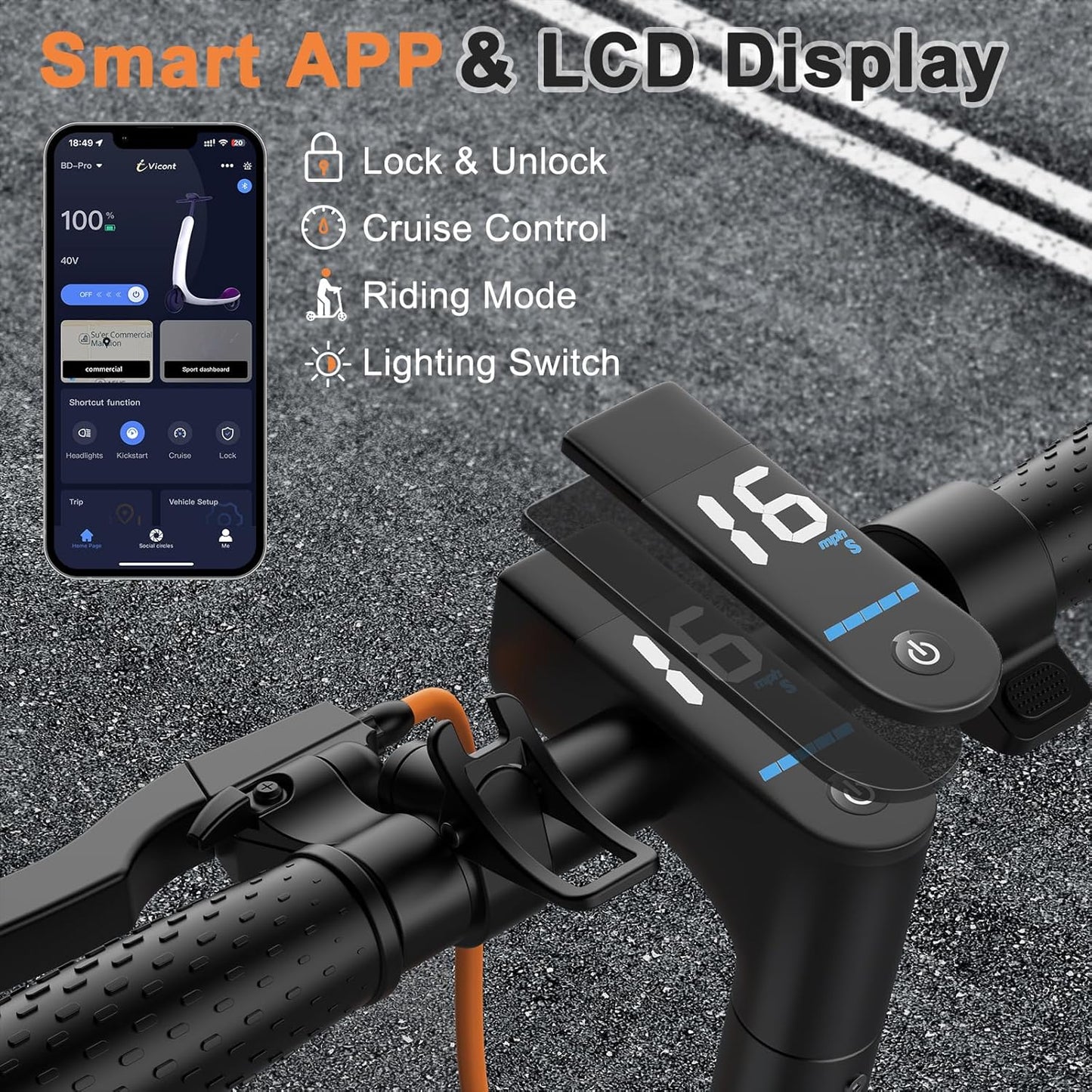 VOLPAM Electric Scooter, 350W/500W Powerful Motor
