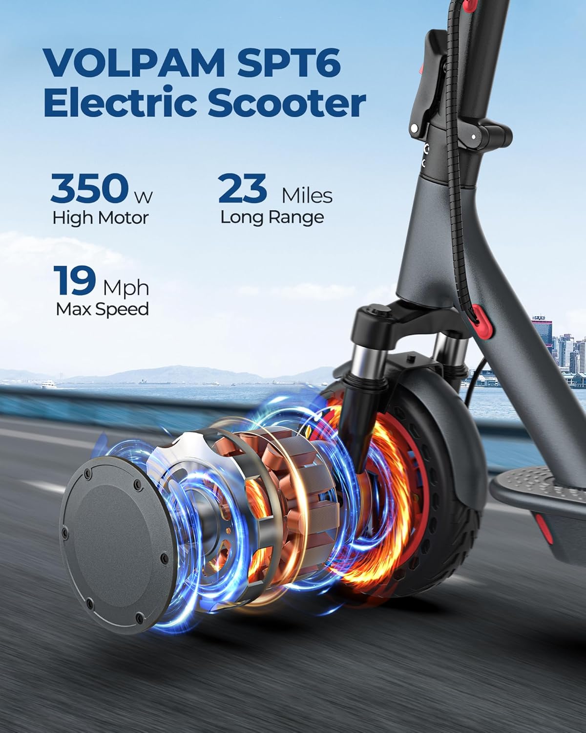 VOLPAM Electric Scooter, 350W/500W Powerful Motor
